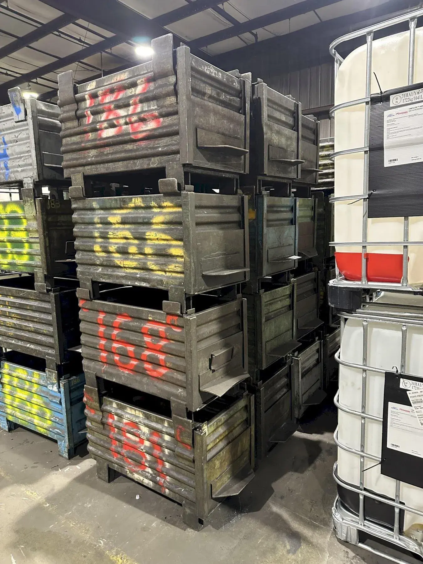 36” x 18” x 18” STEEL STACKABLE PARTS BIN TUB CONTAINER WITH DUMP DOOR, 200+ AVAILABLE: YOBRO #25062