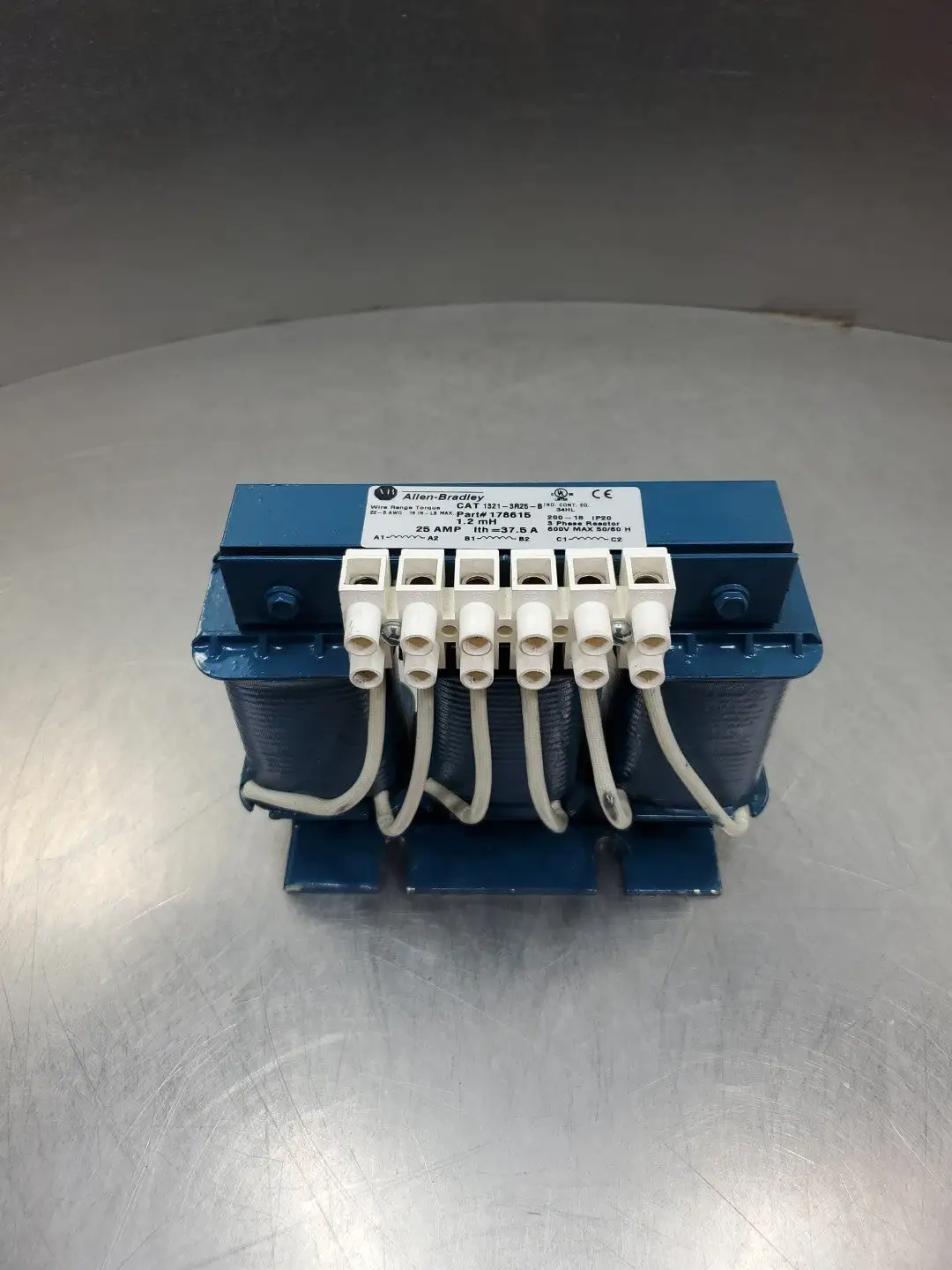 Allen Bradley 1321-3R25-B 3-Phase Line Reactor, 600VAC, 25A. 1D-25