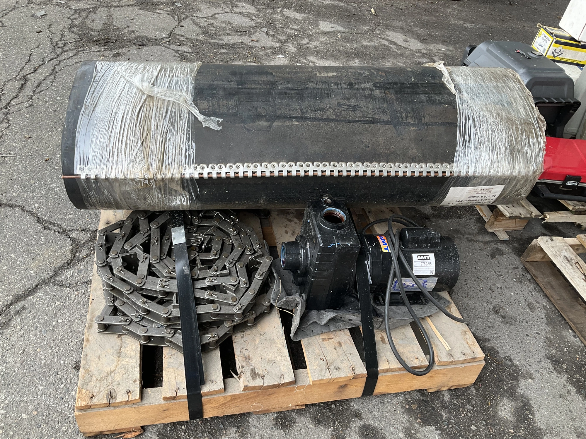 conveyor chains, belt, and motor