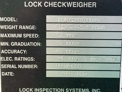 Used 1997 LOCK GMK40L00/CE820 Miscellaneous Packaging Equipment Ohio US | HGR 24 #1548054