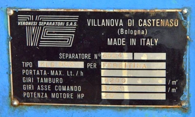 Veronesi KLE 600 soap separator, 316SS.