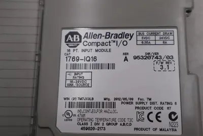 ALLEN-BRADLEY 1769-IQ16 SERIES A  INPUT MODULE STOCK #B-1338