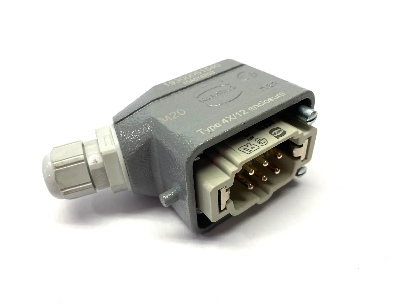 Used HARTING Male Insert Han E 06 Pos. 16A w/ 19300061540 Hood Side Entry Contact Blocks Michigan US | Maverick Industrial Sales #1424762