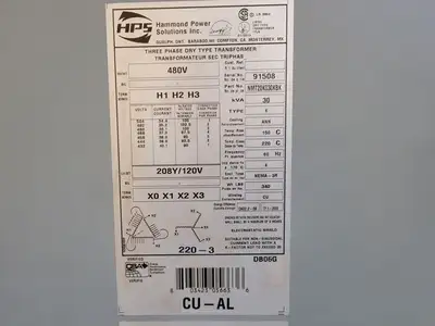 USED HAMMOND POWER SOLUTIONS INC. NMT20K030KBK
