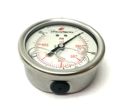 USED NUOVA FIMA RADIAL GLYCERINE MANOMETER 0-40 BAR, G 1/4, 63 MM