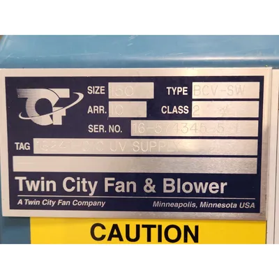 USED TWIN CITY FAN BCV-SW 150