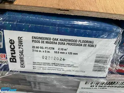 Pallet of 27 cases of Bruce Hydropel 5”x47” Oak Hardwood Flooring- Medium Gray Oak Approximately...