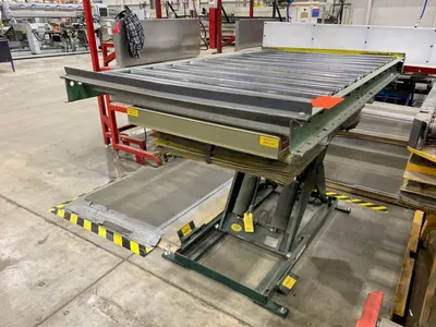 4000 LBS X 60" X 30" SOUTHWORTH MODEL #LS4-36 HYDRAULIC SCISSOR LIFT TABLE WITH ROLLER TOP, 110 VOLT: STOCK #20919