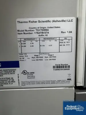Thermo Fisher Scientific Thermo Fisher Scientific ULT Freezer, Model TSX70086A
