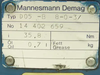 Mannesmann Demag D05-B8-0-1 Crane Drive Gearbox 35.8 Inline Reducer 30mm Shaft