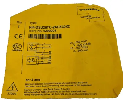 NEW TURCK NI4-DSU26TC-2ADZ30X2 INDUCTIVE SENSOR 4290004 NI4DSU26TC2ADZ30X2