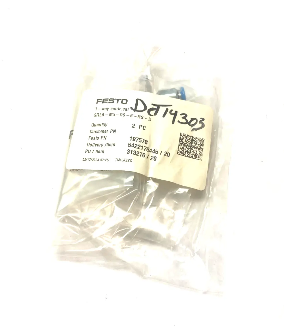 NEW FESTO ONE-WAY FLOW CONTROL VALVE FITTING