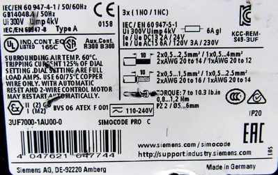 USED SIEMENS 3UF7000-1AU00-0 MOTOR PROTECTION MODULE 3UF70001AU000