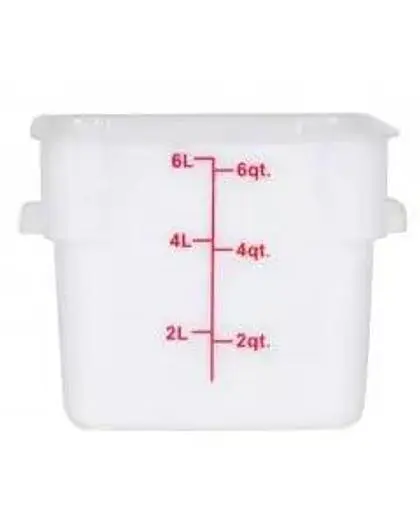 6 Qt. White Square Polypropylene Food Storage Container
