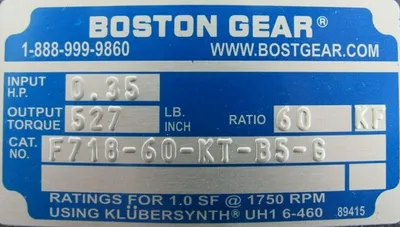 NEW BOSTON GEAR F718-60-KT-B5-G GEAR REDUCER 60:1 F71860KTB5G