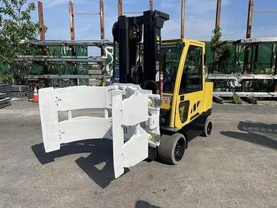 12,000 POUND HYSTER MODEL S120FTPRS ENCLOSED CAB ROLL CLAMP FORKLIFT MFG. 2017