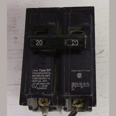 Siemens 2 Pole 20 Amp Push-in Breaker