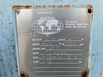 Autoclave, 60" x 54', Horizontal, 150 PSI, Mild Steel, Chain-Driven Rack, #5991537