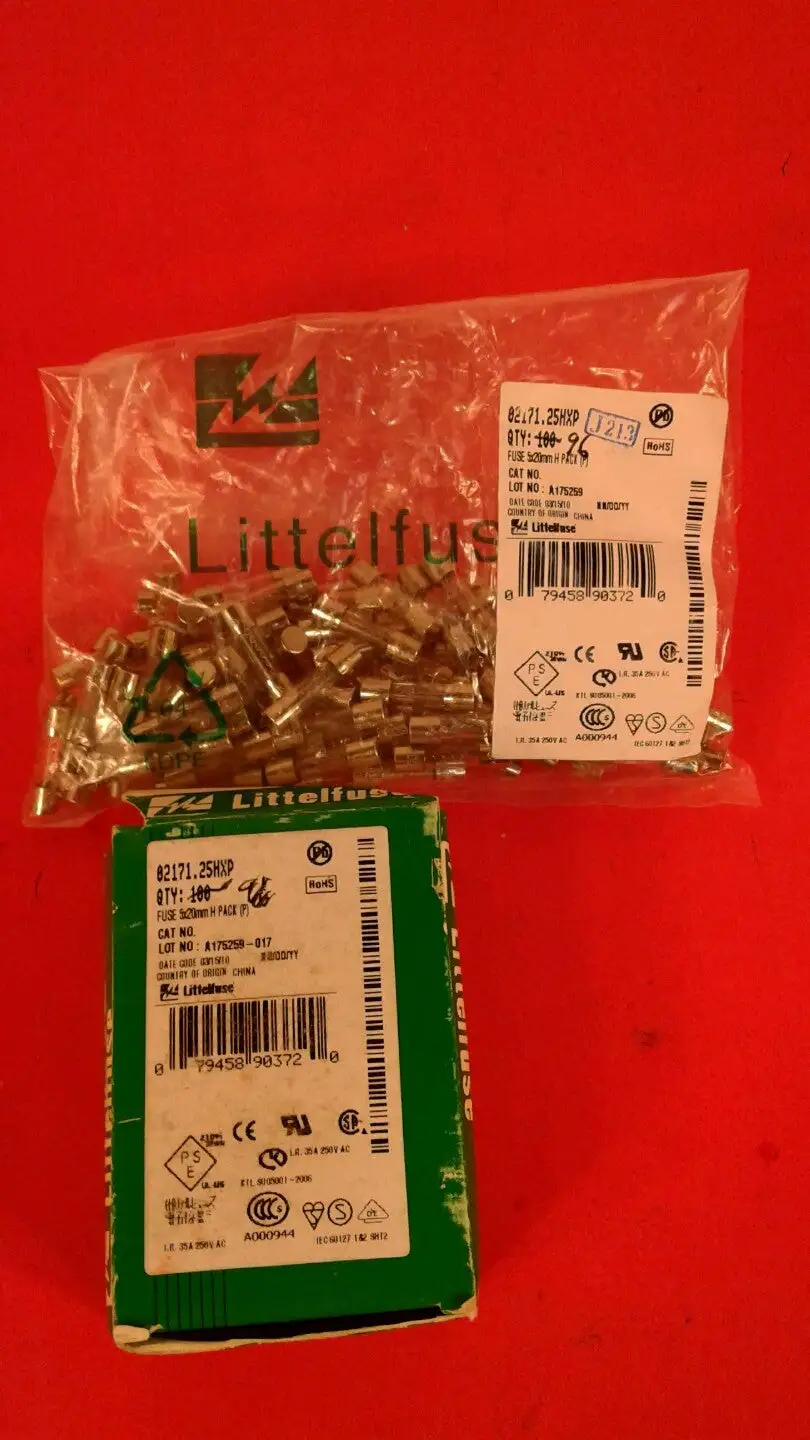 LOT OF 10 Littelfuse 02171.25HXP FUSE 5X20 MM H PACK 10PCS 1.25A 250VP NIB 4B