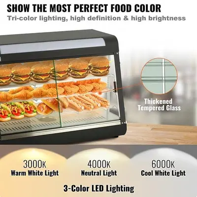Commercial Hot Food Warmer Display, 3 Tiers