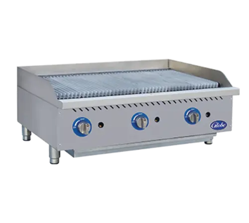 Globe GCB36G-SR 36" Countertop Gas Charbroiler w/ Reversible Grates, Radiant