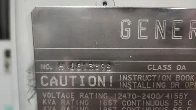 USED GENERAL ELECTRIC 1500 KVA TRANSFORMER