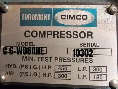 USED 2010 TOROMONT CIMCO C6-W08AHE