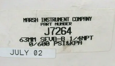 NEW MARSH J7264 PRESSURE GAUGE