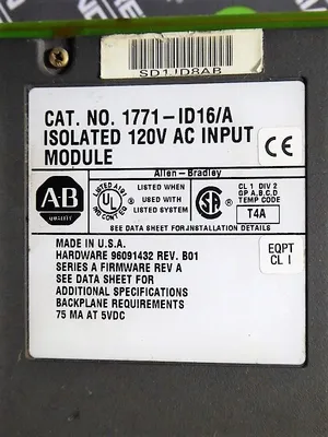 Allen Bradley 1771-ID16/A PLC-5 Isolated 120VAC Input Module No Block Used