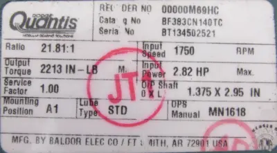 NEW DODGE BF383CN140TC GEAR REDUCER 21.81:1 BF383CN14/21.81