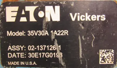 USED VICKERS 02-137126-1 HYDRAULIC PUMP 35V30A-1A22R 021371261