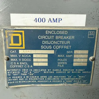 Square D 400 Amp Breaker and Enclosure