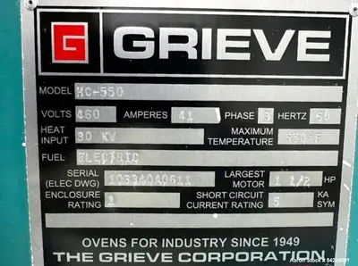 Used Grieve HC-550 Industrial Oven – Electric, 550°F Max Temp | 30kW