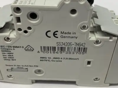 USED SIEMENS CIRCUIT BREAKER, 2-POLE, C-TRIP, 10KA