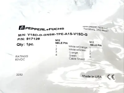 NEW PEPPERL+FUCHS 917128, V1SD-G-GN5M-TPE-A1S-V1SD-G