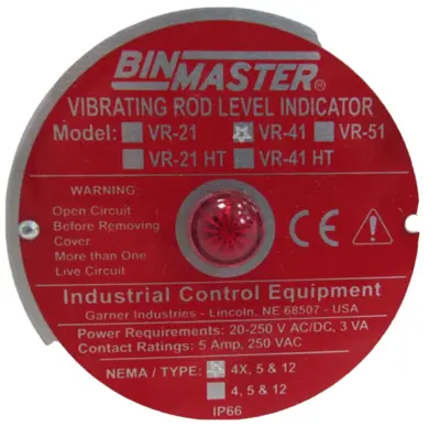 NEW BIN MASTER VR-41 VIBRATING ROD LEVEL SENSOR 24" VR41