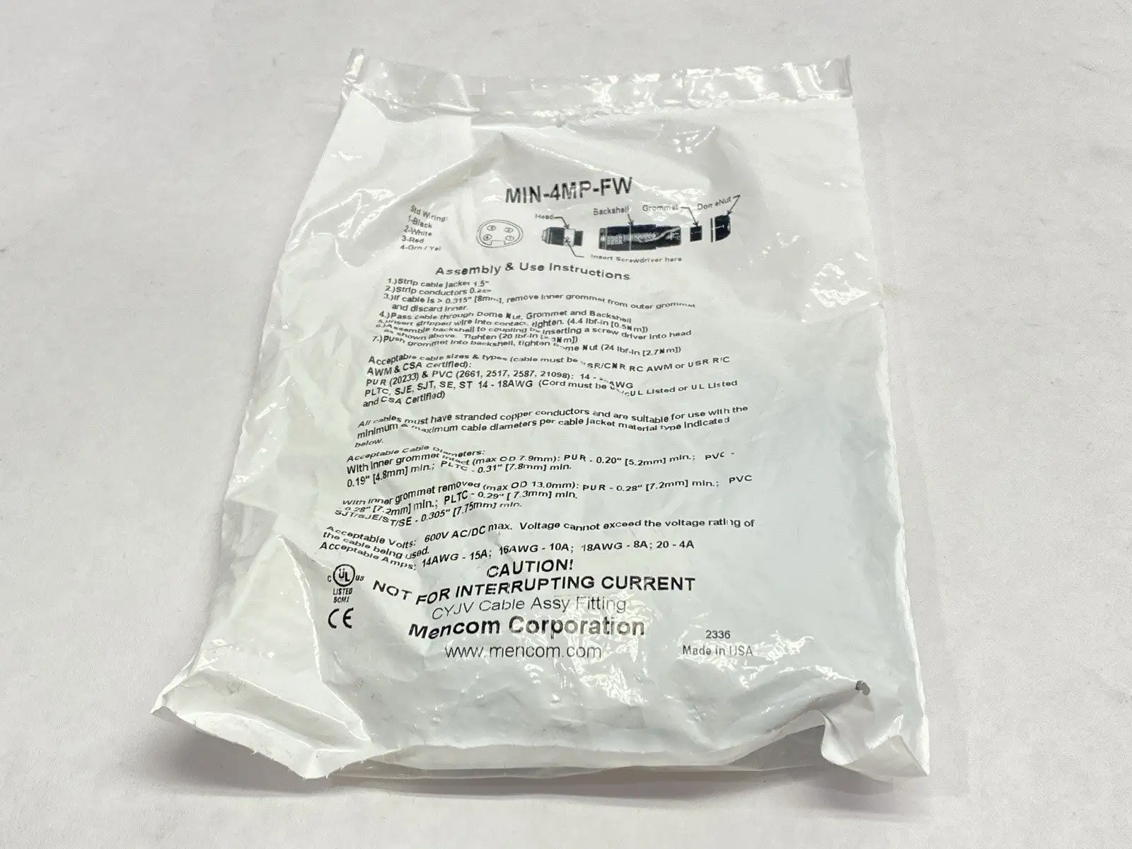 MIN-4MP-FW | Mencom  Field Wireable Connector MIN Plug 4-Pole - New