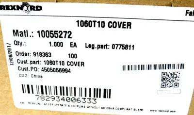 NEW REXNORD 1060T10 COVER ASSEMBLLY 0775811 1060T10D