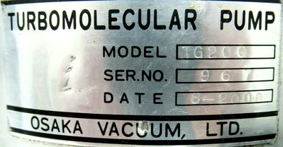 USED OSAKA VACUUM TG200 TURBOMOLECULAR PUMP TG200LL