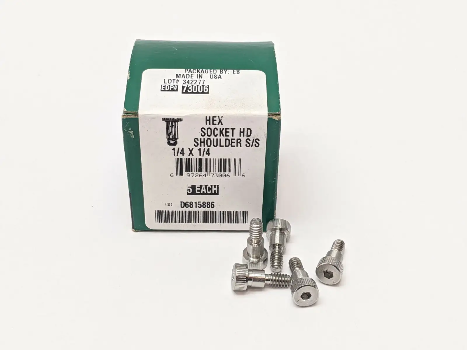 73006 | SS Socket Head Shoulder Screw 1/4"x1/4" Shoulder 10-24 BOX OF 5 - New