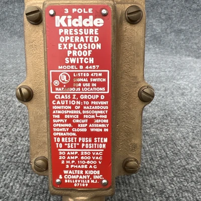 Used Kidde ["B4457", "B-4457", "B 4457"] Pressure Switches California US | Davliegogo LLC #1707005