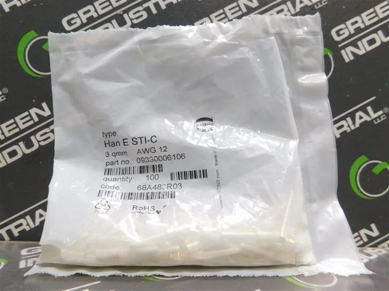 Bag of 100 Harting 09330006106 Male Crimped Contact 3qmm AWG 12 New
