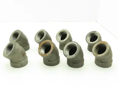 Class 300 Malleable Iron Black Pipe 45° Elbow 1-1/4" Female NPT  Lot of 8