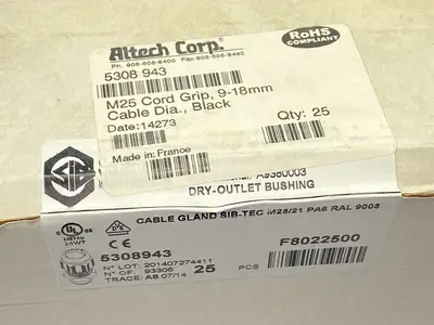 New | in-Stock Altech Corp Polyamide Strain Relief Cable Gland M25x1.5 PKG OF 25 Electrical Fittings Michigan US | Maverick Industrial Sales #1390842