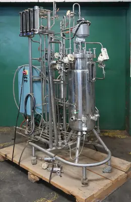 SPC8085  Reactor 30 liter capacity LSL Biolafitte SA bioreactor 45 psi internal, 75 psi jacket, 1/6 hp agitator, Stainless Steel