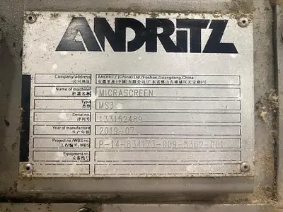 ANDRITZ  TRIPLE MS3 MICRASCREEN STAINLESS STEEL MANUFACTURED 2019