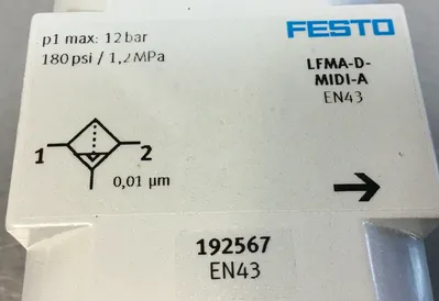 Festo LFMA-D-MIDI-A Micro Fine Air Filter 192567 3E-17
