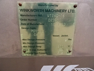 240L S/S JKTD Winkworth U Trough Mixer Type UT240