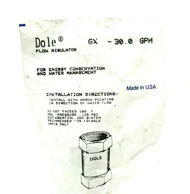 NEW DOLE GX-30.0 GPM FLOW REGULATOR GX30