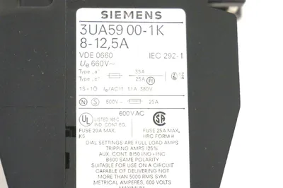 NEW SIEMENS 3UA5-900-1K OVERLOAD RELAY 3UA59001K